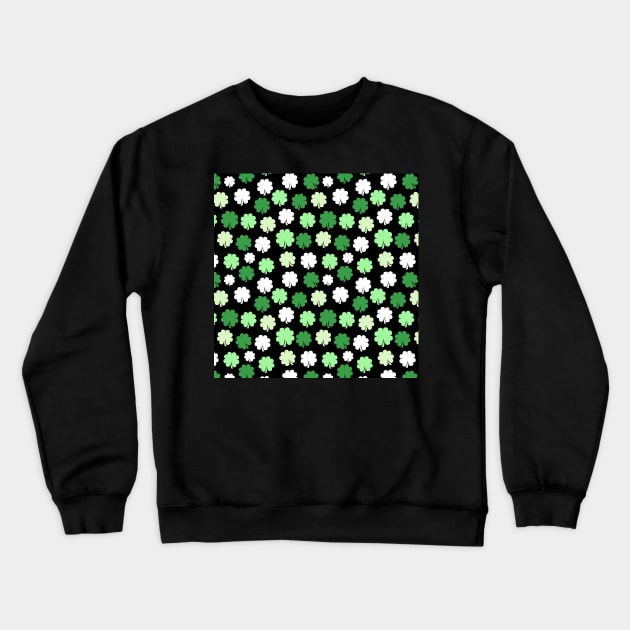 Shamrocks Pattern Black Clover Irish St. Patricks Day Crewneck Sweatshirt by JessDesigns